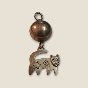 Mexico Sterling Silver 925 Harmony Ball Cat Pendant 15.5g Emits Chime Sounds